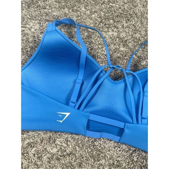 Gymshark Strappy Back Light Support Sports Bra Lats Blue Strappy Foam Cups Gym M - Picture 5 of 8